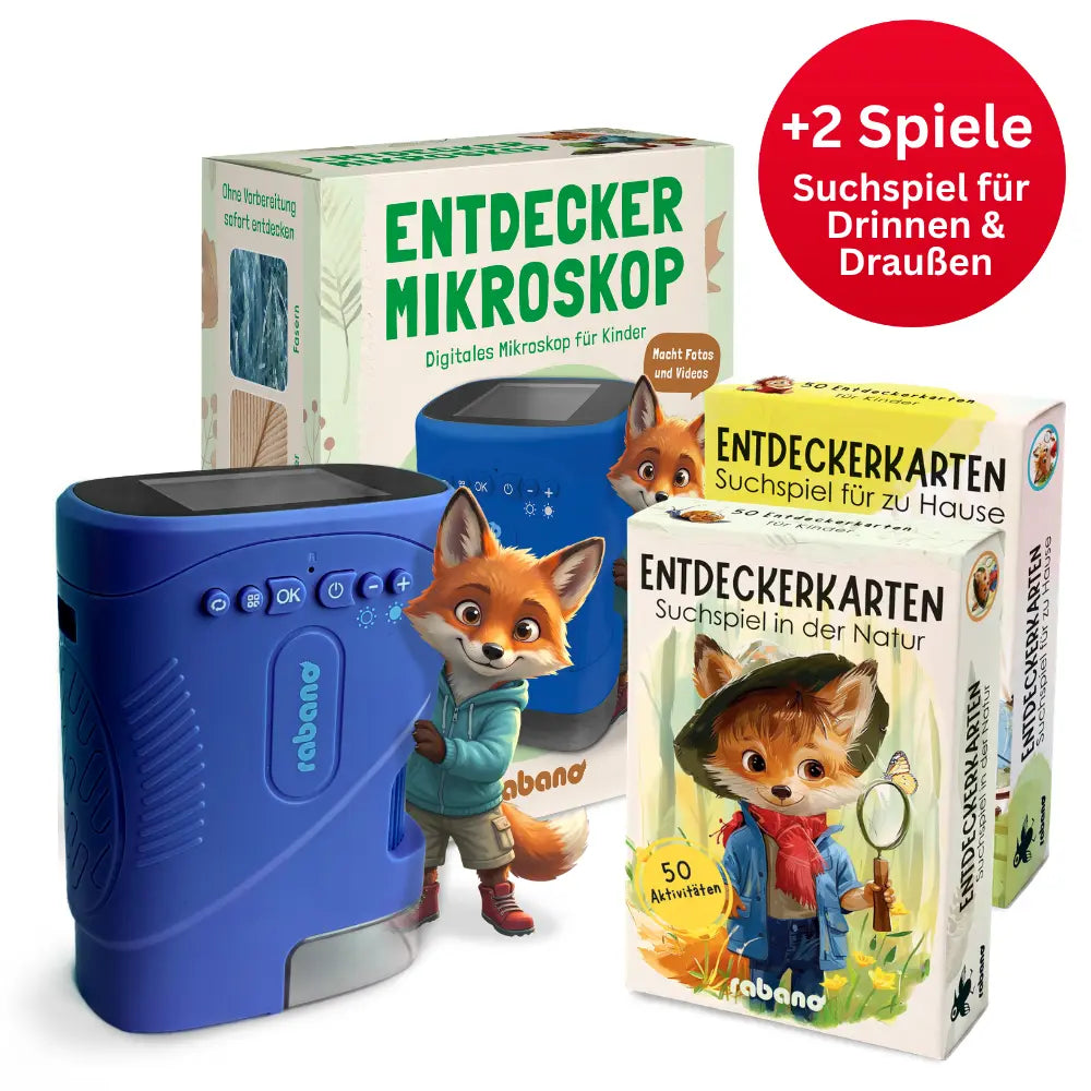 Herbst Forscher-Set - Entdecker Mikroskop + 2 Suchspiele
