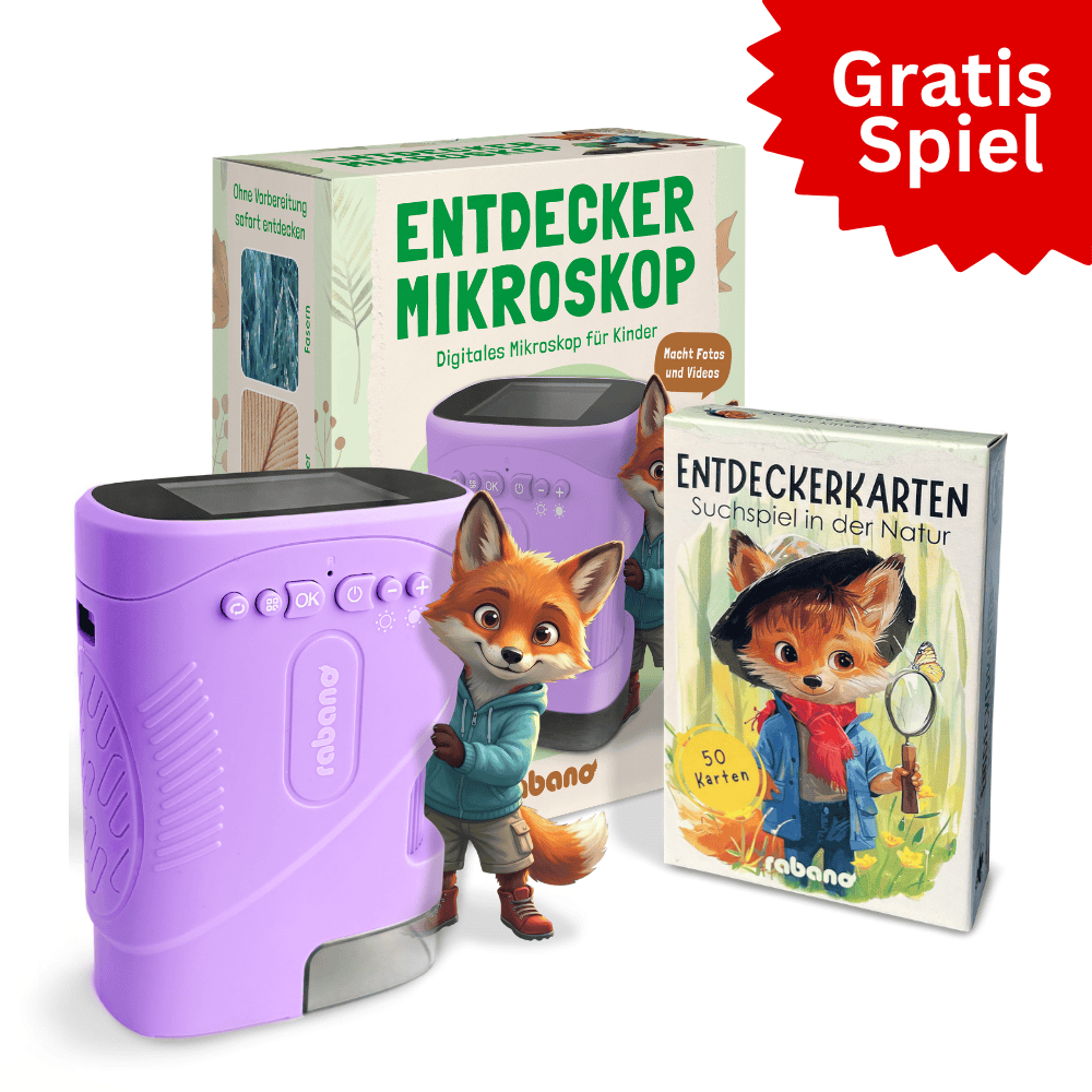 Entdecker Mikroskop für Kinder + Gratis Kartenspiel