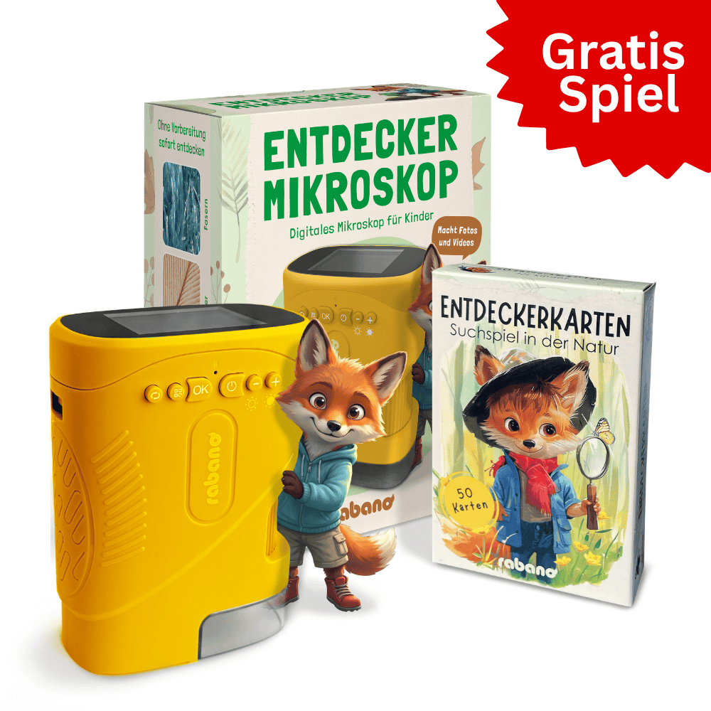 Entdecker Mikroskop für Kinder + Gratis Kartenspiel