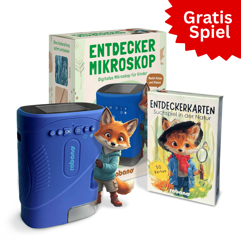 Entdecker Mikroskop für Kinder + Gratis Kartenspiel