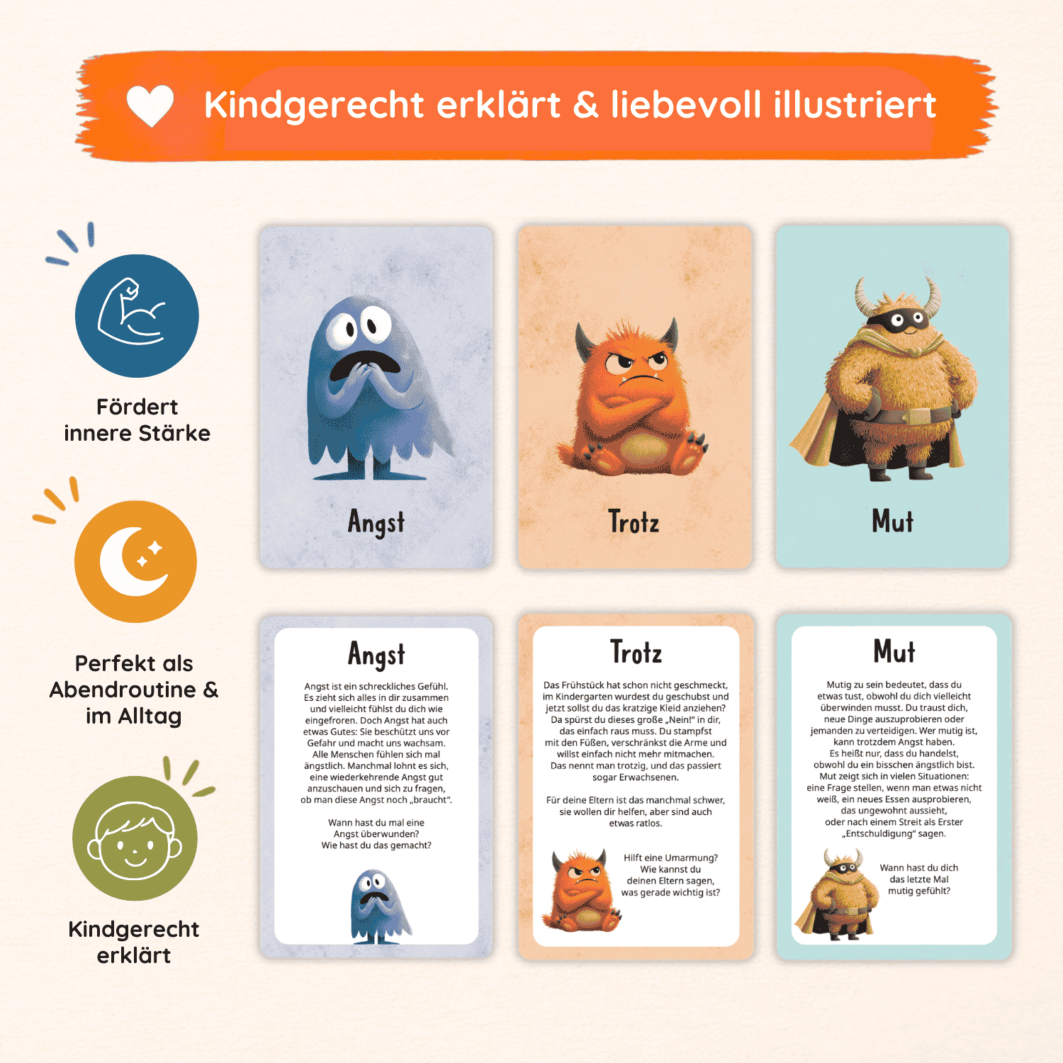 Gefühlskarten für Kinder - Monsterchen