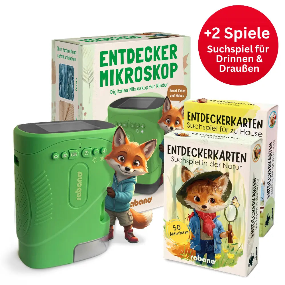 Herbst Forscher-Set - Entdecker Mikroskop + 2 Suchspiele