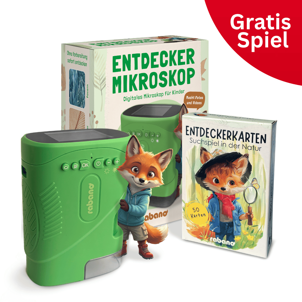 Entdecker Mikroskop für Kinder + Gratis Kartenspiel