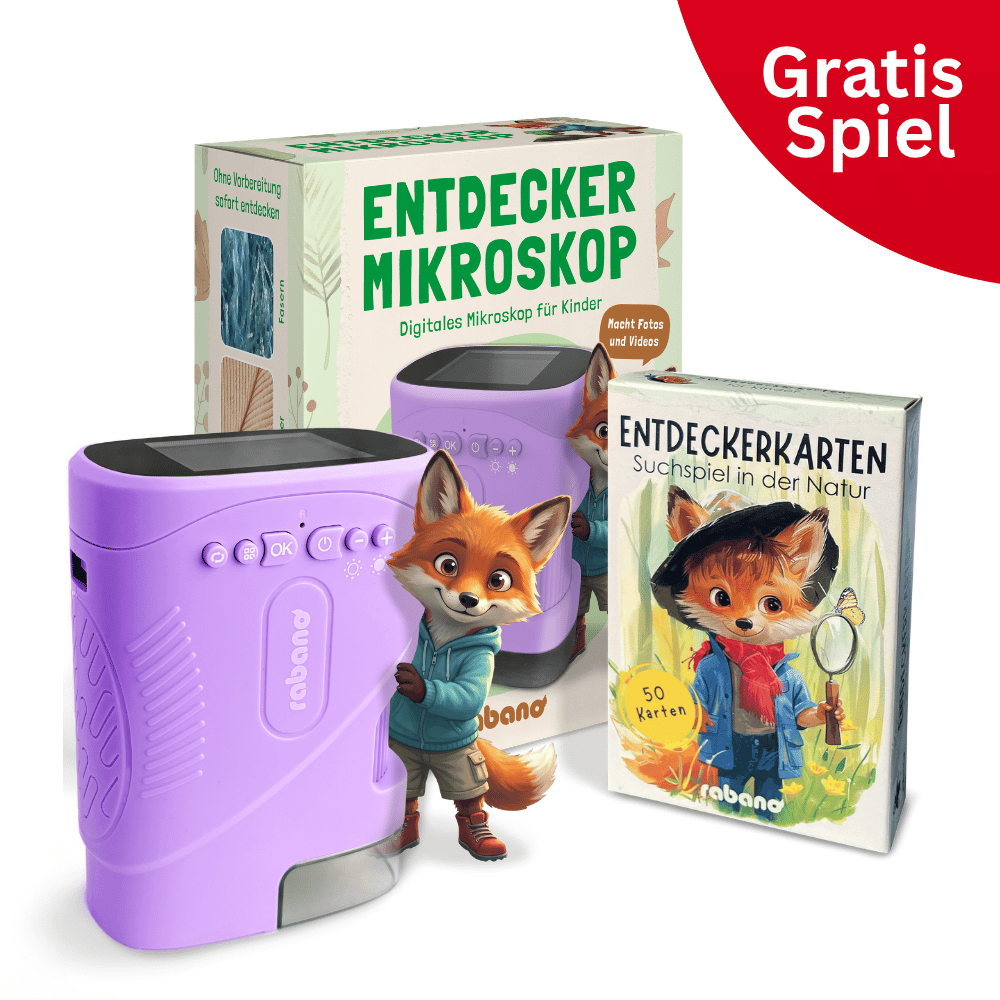 Entdecker Mikroskop für Kinder + Gratis Kartenspiel