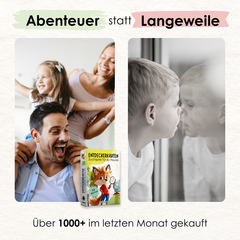 Rabano Kids Entdeckerkarten – Spannendes Suchspiel für zu Hause für Kinder von 4-10 Jahren. Mit kreativen Aufgaben, die Abenteuer und Entdeckungen fördern. Über 1000+ glückliche Käufer im letzten Monat, ideal für Familienaktivitäten und zur Förderung von Neugier und Kreativität.