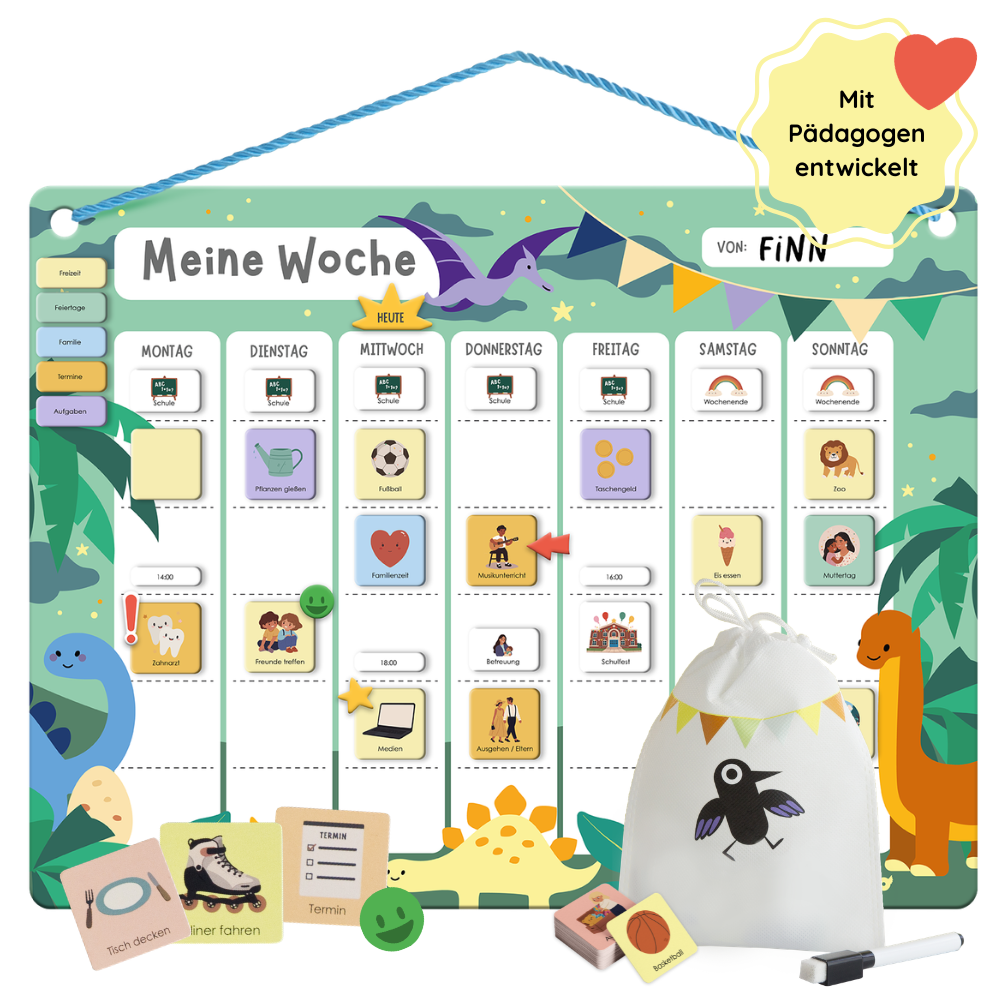 Wochenplaner für Kinder Dinosaurier