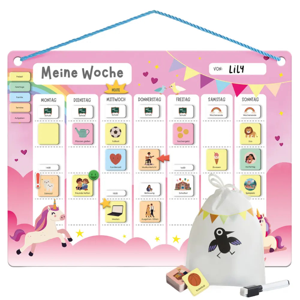 Wochenplaner für Kinder Einhorn