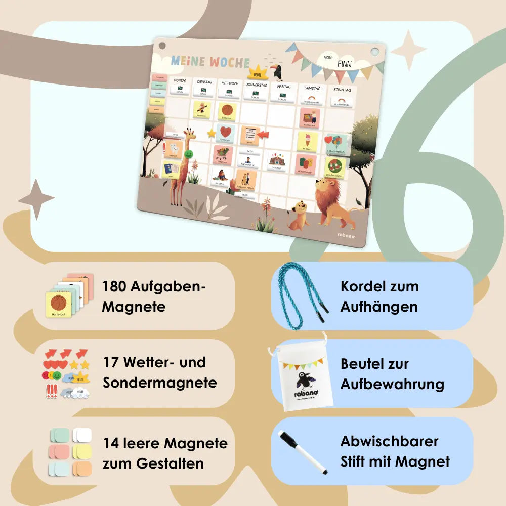 Wochenplaner für Kinder Safari