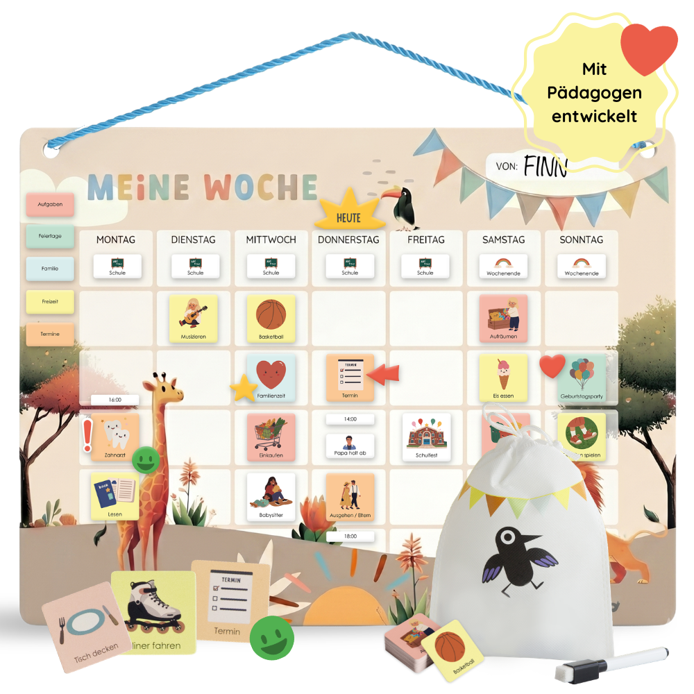 Wochenplaner für Kinder Safari