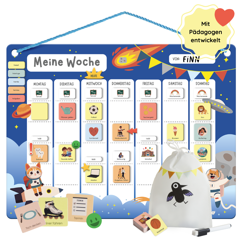 Wochenplaner für Kinder Weltall